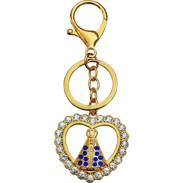 CHAVEIRO NOSSA SENHORA APARECIDA CORAÇÃO COM STRASS IMPORTADO