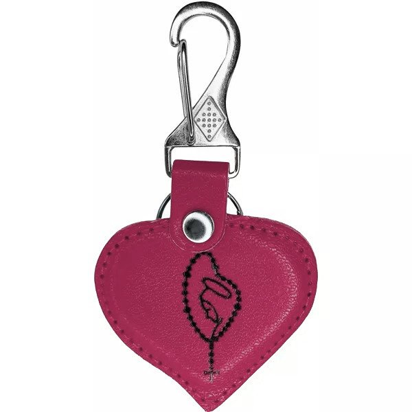 CHAVEIRO COURO - CORAÇÃO TERÇO