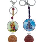 CHAVEIRO COM MOSQUETÃO MADEIRA REDONDO