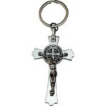 CHAVEIRO CRUZ DE SÃO BENTO PRATEADO IMPORTADO