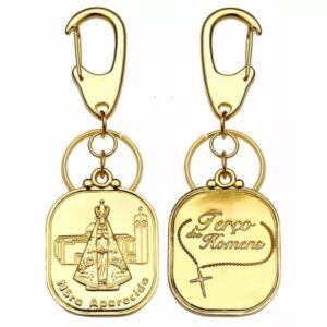 15185457829-ch-70.jpg CHAVEIRO APARECIDA TERÇO DOS HOMENS DOURADO