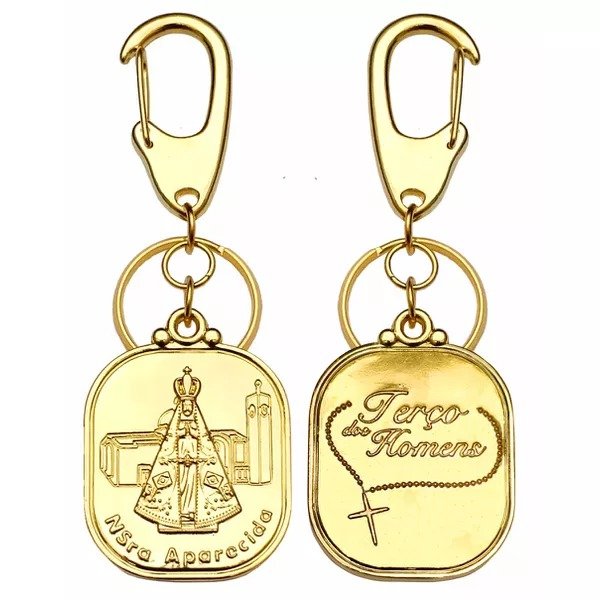 CHAVEIRO APARECIDA TERÇO DOS HOMENS DOURADO