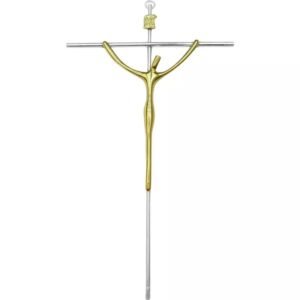 CRUCIFIXO ESTILIZADO AÇO 28X17 CM