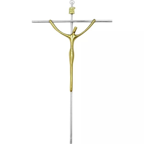 CRUCIFIXO ESTILIZADO AÇO 28X17 CM