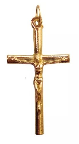 CRUCIFIXO TRONCO DOURADO 4X2,2 CM 009