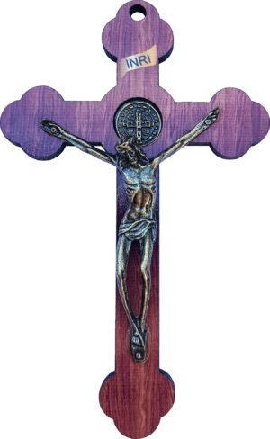 CRUCIFIXO PAREDE MDF COM CRISTO METAL 15,5CM