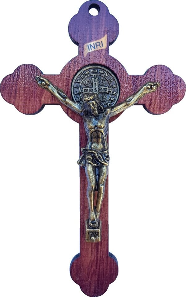 CRUCIFIXO PAREDE MDF COM CRISTO METAL 10,5CM