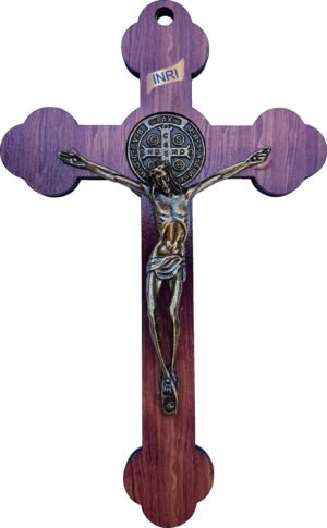 CRUCIFIXO PAREDE MDF COM CRISTO METAL 20,5CM