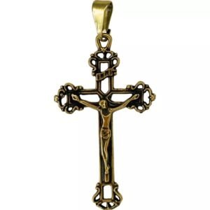 CRUCIFIXO 4X2,2 CM OURO VELHO VAZADO