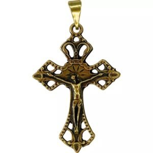CRUCIFIXO 4X2,6 CM OURO VELHO