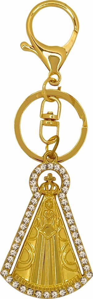 CHAVEIRO N SENHORA APARECIDA DOURADO COM STRASS