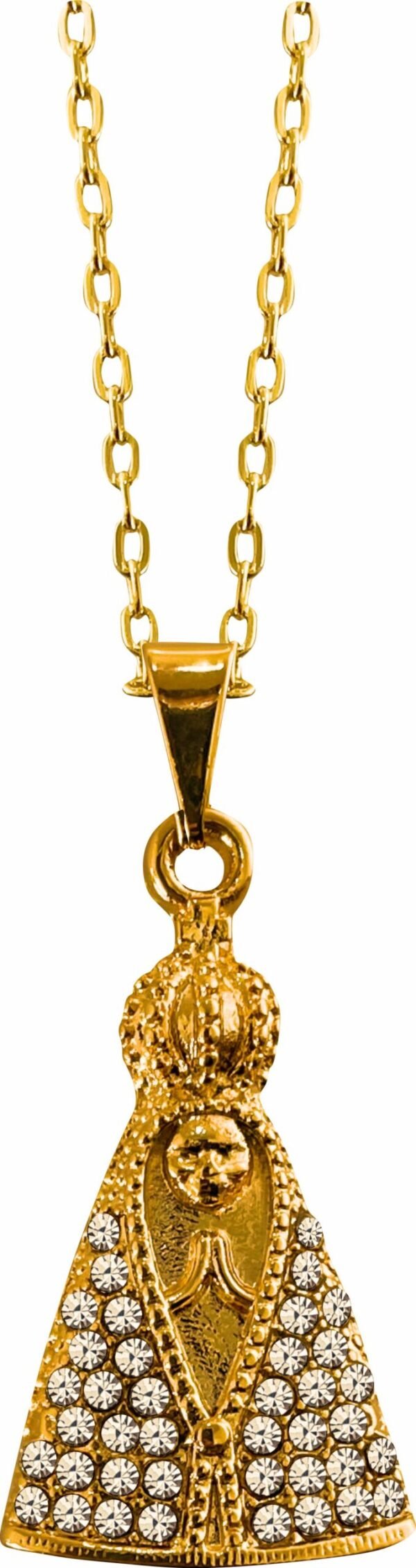 GARGANTILHA FOLHEADA A OURO APARECIDA RODIUM MF118