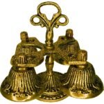 CARRILHÃO 4 SINOS EM METAL DOURADO ENVELHECIDO