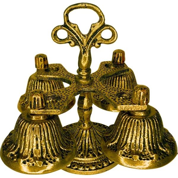 CARRILHÃO 4 SINOS EM METAL DOURADO ENVELHECIDO