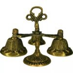 CARRILHÃO 3 SINOS EM METAL DOURADO ENVELHECIDO