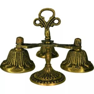 CARRILHÃO 3 SINOS EM METAL DOURADO ENVELHECIDO