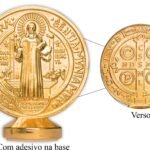 MEDALHÃO DE MESA DOURADO - SÃO BENTO