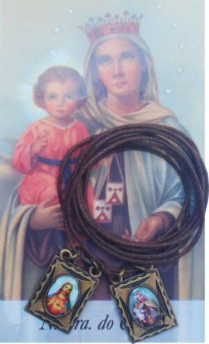 ESCAPULÁRIO METAL ENVELHECIDO COM CORDÃO