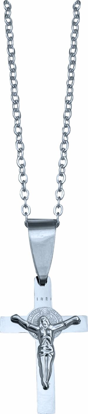 CORRENTE C/ CRUCIFIXO S. BENTO AÇO INOX 316