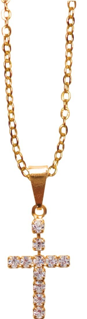 CORRENTE F OURO COM CRUCIFIXO STRASS CF07