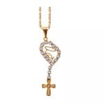 GARGANTILHA FOLHEADA A OURO NOSSA SENHORA ESTILIZADA PEQUENA MF25