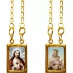 ESCAPULÁRIO FOLHEADO A OURO COLORIDO