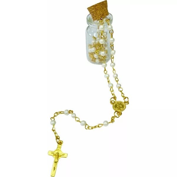 TERÇO GARGANTILHA PÉROLA - GARRAFINHA