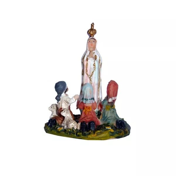 15200439236-ir-76.jpg IMAGEM RESINA NOSSA SENHORA DE FÁTIMA COM PASTORES 8 CM