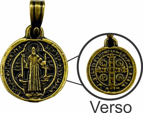 MEDALHA SÃO BENTO OURO VELHO PEQUENA 14 MM