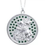 GARGANTILHA FOLHEADO A PRATA SÃO JORGE GRANDE PEDRA VERDE MF308