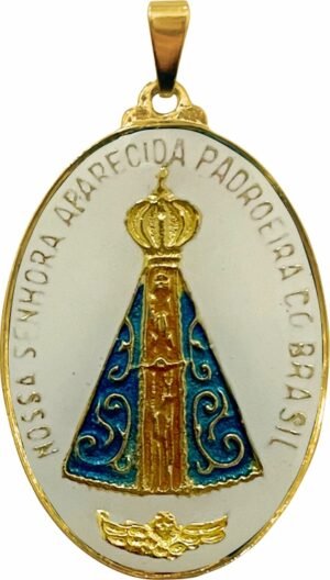 MEDALHA APARECIDA RESINADA 3,3 X 2,4 CM
