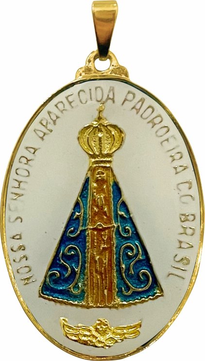 MEDALHA APARECIDA RESINADA 3,3 X 2,4 CM