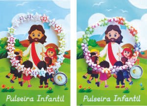 PULSEIRA INFANTIL COM MEDALHA E ORAÇÃO