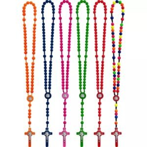 TERÇO BOTÃO DE ROSAS 10MM CORES CÍTRICAS - CORES SORTIDAS