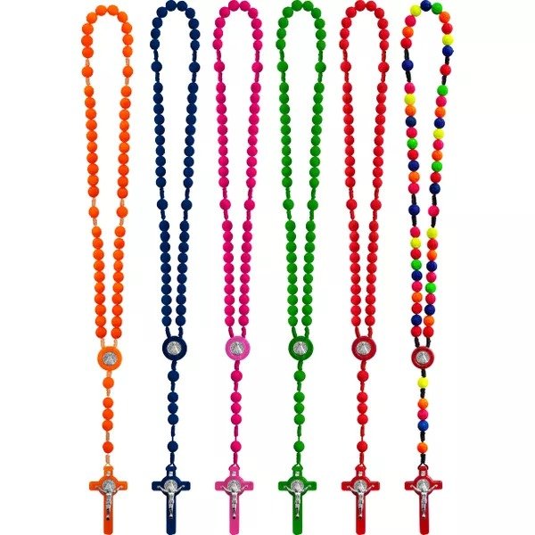 TERÇO BOTÃO DE ROSAS 10MM CORES CÍTRICAS - CORES SORTIDAS