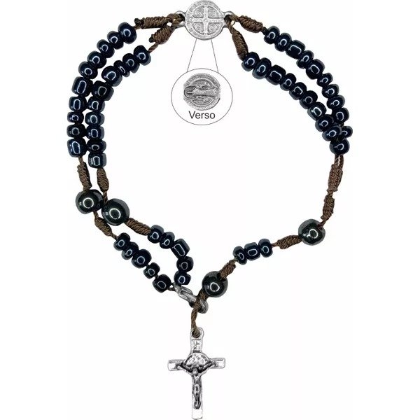 TERÇO HEMATITA PULSO SÃO BENTO TRADICIONAL