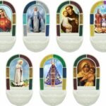 PIA PARA AGUA BENTA RESINA VITRAL COM SANTO