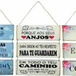 TRIO PLACA MDF COM MENSAGENS 28X9,5 CM