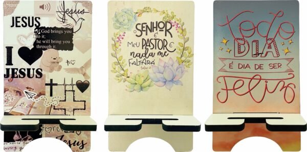 PORTA CELULAR MDF COM MENSAGENS