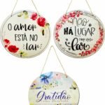 PLACA MDF REDONDA COM MENSAGENS