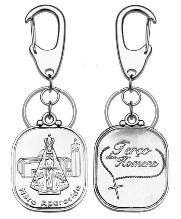 CHAVEIRO APARECIDA TERÇO DOS HOMENS PRATEADO