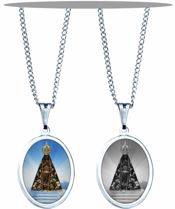 CORRENTE COM MEDALHA AÇO INOX NOSSA SENHORA APARECIDA