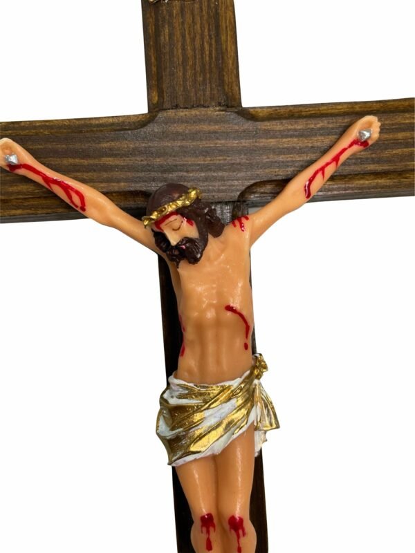 15231707878-cr-02-2.jpg CRUCIFIXO MADEIRA PAREDE COM CRISTO RESINA 30CM