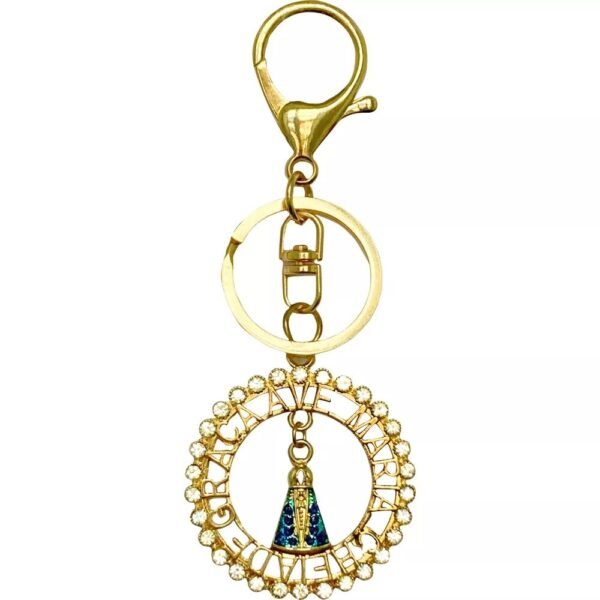 CHAVEIRO APARECIDA COM STRASS AVE MARIA