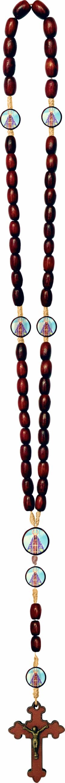 15241973135-tm-43.jpg TERÇO MADEIRA OVAL COM SANTO NO PAI NOSSO APARECIDA