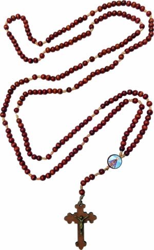 ROSARIO DE MADEIRA COM TRIÂNGULO RESINADO