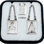 ESCAPULÁRIO CORRENTE AÇO E PINGENTES NIQUELADOS