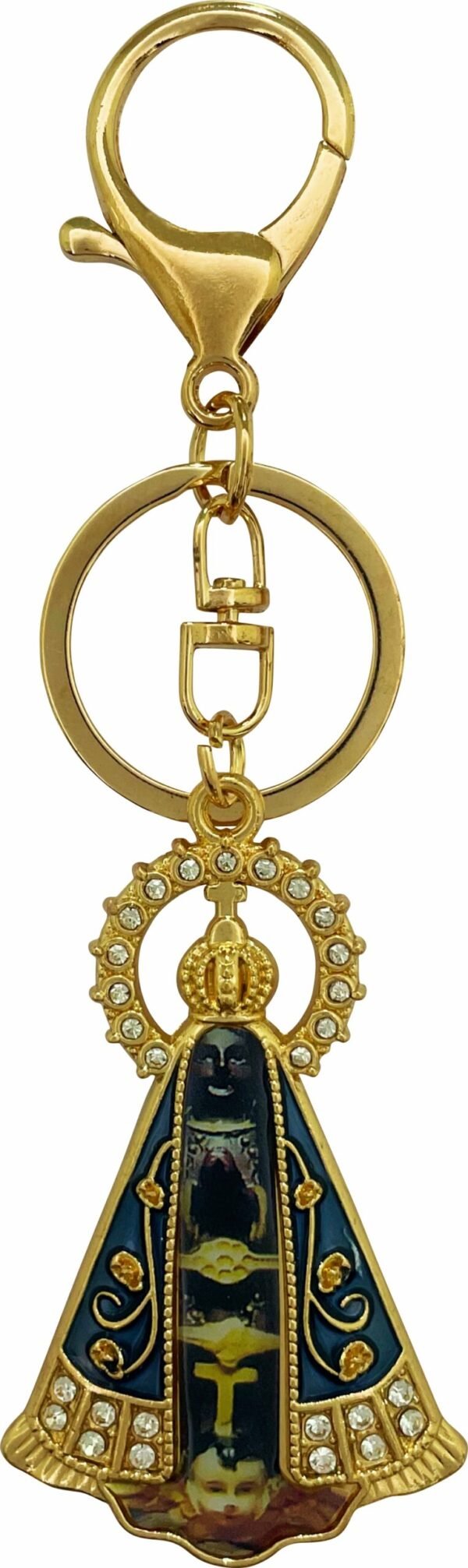 CHAVEIRO MOSQUETÃO NOSSA SENHORA APARECIDA COROA STRASS