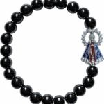 PULSEIRA HEMATITA NOSSA SENHORA APARECIDA COM STRASS
