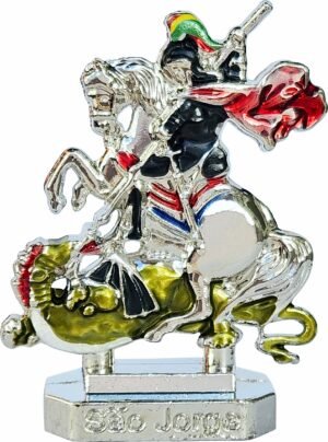 IMAGEM SÃO JORGE 5,5CM PRATEADA C/ ADESIVO COLORIDA